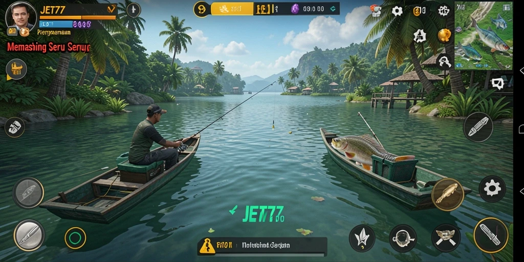 Tampilan menarik dari gameplay memancing seru di JET77.